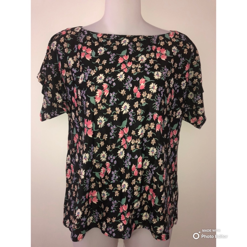 Black flowered Blouse, Custom Made